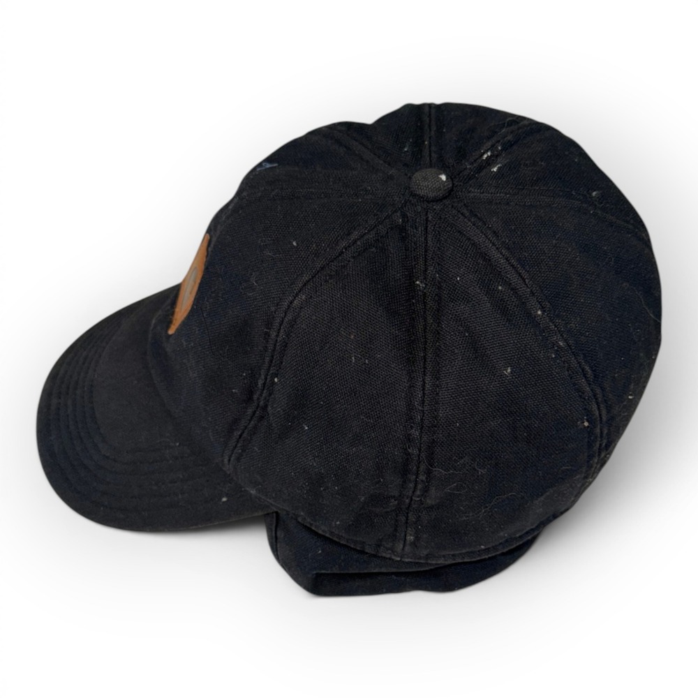 Carhartt Vintage Black Canvas Ear Flap Hat Mens Stretch Fit Workwear Cap RN14806 - Picture 2 of 6